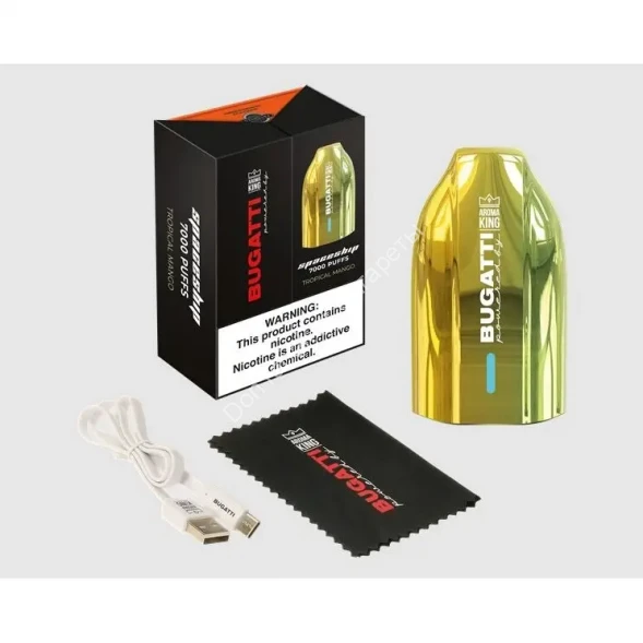 Электронные сигареты Bugatti Aroma King tropical mango 7000 затяжек с подзарядкой Type-C   оптом   
