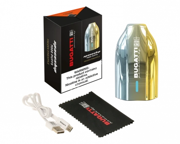 Электронные сигареты Bugatti Aroma King frozen pineapple 7000 затяжек с подзарядкой Type-C оптом       