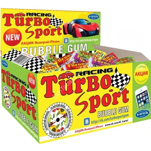 Жевательная резинка Turbo sport Racing 100шт оптом 